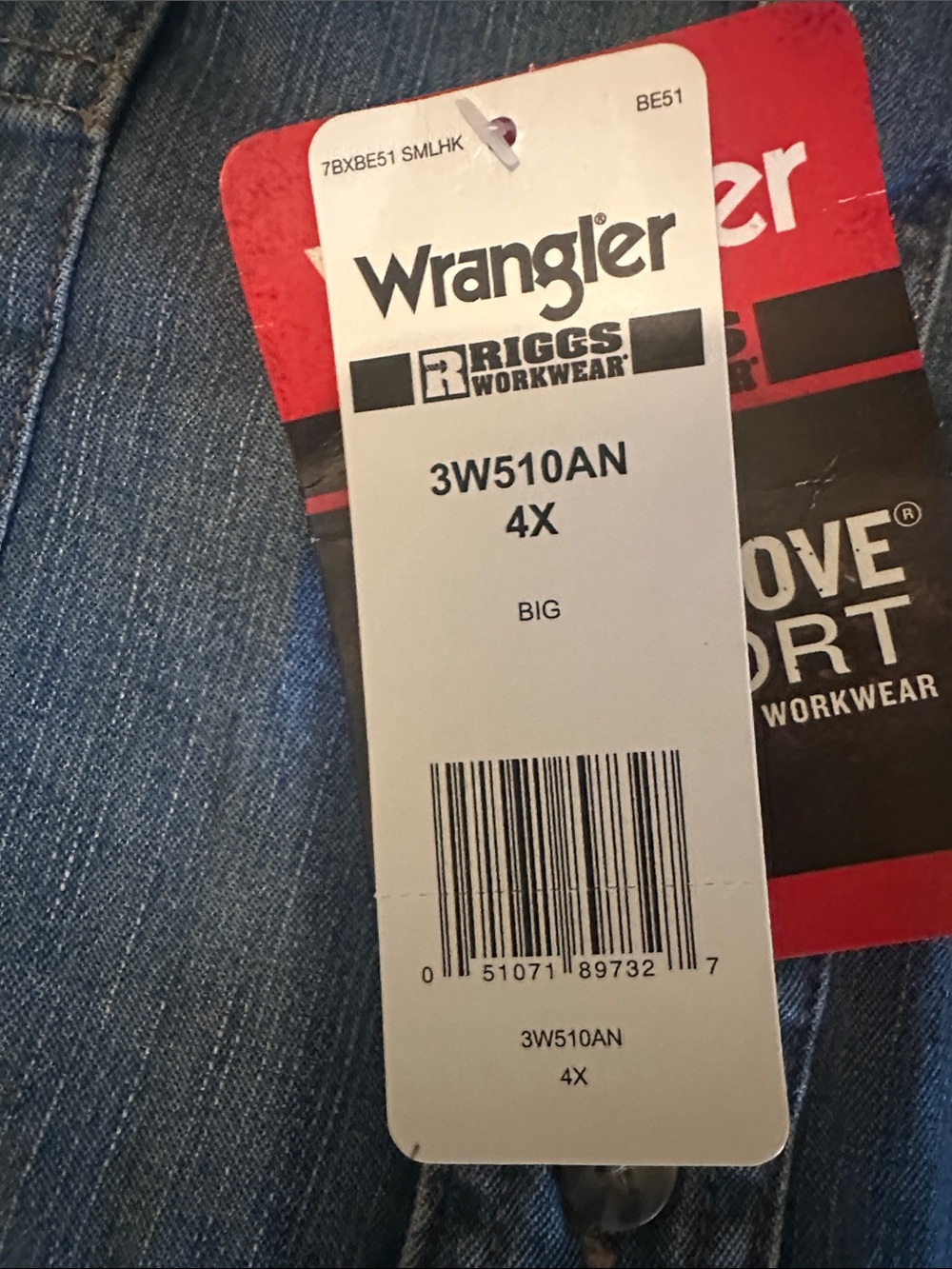 Wrangler 4X  NWT Big  Man Long Sleeve Workshirt Pocket denim Riggs